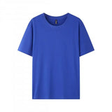 WIAOFELLAS  -  Pure Cotton Short Sleeve T-shirt Men's Round Neck Loose Solid Color Base Shirts Top Tees