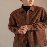 WIAOFELLAS  -  Lapel Retro Niche Design Hollow Drape Shirt Short-sleeved Ethnic Japanese Casual Men's Coat Long-sleeved