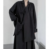 WIAOFELLAS  -  Chinese Style Black Shirt Jacket Long Sleeve Tops Men Women Vintage Loose Turndown Collar Hanfu Autumn Casual Kimono Hombre
