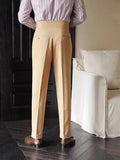 Wiaofellas  -  Trousers Men Spring Autumn New Fashion Belt-up High Waist Slim Pants Men Business Casual Solid Color Straight Pants