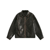 WIAOFELLAS  -  Spring Autumn Cool Handsome Oversized Distressed Patchwork Pu Leather Jacket Men Zipper Luxury Designer Clothes