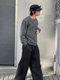 Wiaofellas  -   fall outfits Mohair Solid Knit Sweater Autumn Winter New Men's High Street Casual Warm Pullover Fashion O-neck Large Size Loose Knitwear