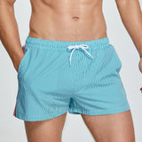 Wiaofellas  -  Mens Striped Swim Trunks Beach Vacation Shorts Streetwear Fashion Surfing Outdoor Gym Workout Shorts Men'S Clothing New