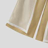 WIAOFELLAS  -  Men Pants Mesh Patchwork Button Loose Casual Wide Leg Trousers Men Streetwear 2025 Fashion Leisure Male Long Pants S-5XL