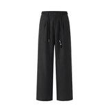 Wiaofellas  -  Mens Cropped Linen Blend Dress Pants Casual Drawstring High Waist Breathable Suit Trousers Japanese Clean Fit Straight Trousers