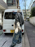 WIAOFELLAS  -  New Vintage Wide-leg Jeans Vintage Washed Yellow Do Old Classic Y2K Pants Nostalgia Loose Straight Pants Korean Streetwear Men's