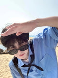 WIAOFELLAS  -  Blue Sun Protection irt for Men Summer Trendy Loose Fit Long Sve Youthful Sle Clean Cut Boys Faion Outerwear