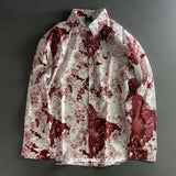 WIAOFELLAS  -  Shirt for Men Casual Fashion Street Trend Personality Floral Print Lapel Print Button Long Sleeve Slim Cardigan Tops C115