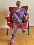 Wiaofellas Formal Suit For Men 3-Piece Purple Men's Slim Blazer Vest Pants Dresses Italian Luxury Suits Sets Male Wedding Party