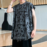 Wiaofellas  -  Mens y2k hollow hole perspective sexy shirt fashion personality streetwear Harajuku daily versatile youth tops summer new