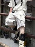Wiaofellas  -  Summer Washed Distressed Workwear Shorts Men's Trendy Street Style Loose Wide Leg Big Pocket Seven-Foot Pants Casual Trousers