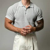 WIAOFELLAS  -  Summer New Men's Solid Color Knitted Short-Sleeved T-Shirt American Retro Fashion Trend Loose Casual Breathable Men's Tops