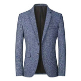 WIAOFELLAS  -  Business Men Style Casual Suit Jackets Fall Fashionable Turn-down Collar Button-up Blazer Jacket For Mens Vintage Slim Coat