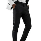 Wiaofellas  -  Black Men Pants With Side Satin Stripe One Piece Slim Fit Formal Male Fashion Clothes Fit Wedding Evening Office Tuxedos