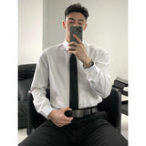 WIAOFELLAS  -  White Dr irt for Men Long Sve Inner Wear Tuxedo Sle Spring Autumn New Arrival Briti Ele Faion Casual irt