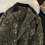 WIAOFELLAS  -  Ancient leopard print double-sided lamb fur jacket for men's winter casual lapel lamb jacket Man jacket
