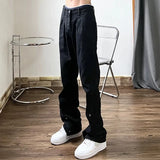 WIAOFELLAS  -  Streetwear Button Zipper Jeans Men Vintage Casual Straight Pants Spring Autumn Loose Hip Hop Solid Color Trousers