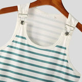 WIAOFELLAS  -  Summer New Striped Men's Vest Elastic Slim Fit T-shirt Fashion Clothing Metal Button Sleeveless Tees Muscle Sexy Man Tank Tops