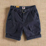 WIAOFELLAS  -  Summer American Trendy Men's Workwear Shorts Heavyweight Loose Retro Casual Pocket Five Quarter Pants Straight Leg Shorts Man