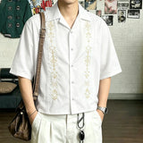 Wiaofellas  -  Men's Shirt Printing Lapel Short Sleeve Loose Streetwear Men Clothes Summer Ethnic Style Casual Tops For Man Shirts