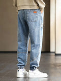 Wiaofellas New Men's Cargo Jeans Baggy Joggers Fashion Black Blue Grey Streetwear Stretched Cotton Denim Harem Pants Plus Size 8XL