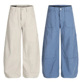 Wiaofellas  -  Vintage Carpenter Cargo Pants Multi Pockets Stitch Detail Loose Wide Straight Leg Baggy Trousers Y2K Streetwear Couple Bottoms