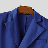 WIAOFELLAS  -  Men Blazer Solid Color Lapel Short Sleeve Casual Crop Blazer Men Streetwear Fashion Elegant Leisure Male Suit S-5XL 2026