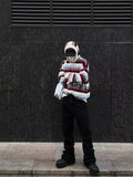 WIAOFELLAS  -  Hong Kong style autumn and winter men's sweater round neck sweater striped color block sweater jacket knitted