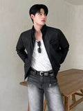 WIAOFELLAS  -  American Style Men's Pu Leather Jackets Stand Collar Solid Color Casual Coats 2025 Spring Male Clothing Simple New