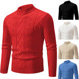 Wiaofellas  -  Winter New Men's Slim Fit Half High Neck Pullover Sweater Knitwear Korean Youth Fashion Casual Bottom Shirt