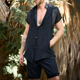 WIAOFELLAS  -  Early Spring Hooded Vest Men's Vest Street Trend Solid Color Casual Top for Men