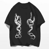 WIAOFELLAS  -  Men's Casual T-Shirt Fashionable Trendy Hip-Hop High Street Y2k Retro Snake Pattern Loose Cotton Top Spring And Summer