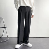 Wiaofellas  -  Men's White Straight Pants Fashion Korean Loose Suit Trousers Casual Draped Baggy White Wide Pant Male Streetwear