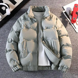 Wiaofellas  -  Fashionable Winter Men's Cotton Jacket Men's Coat Thick Warm Bright Color Men's Stand Up Collar Shorts Bread Jacket