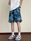 Wiaofellas  -  Men Summer Fashion Flower Print Beach Shorts Men's Loose Pockets Casual Short Pants Male Quick-drying Thin Shorts G44