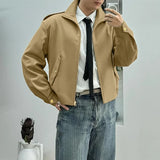 WIAOFELLAS  -  Men Jackets Solid Lapel Long Sleeve Zipper Casual Male Coats Streetwear Korean Style Fashion Thin Jackets Men Outerwear