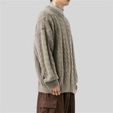 WIAOFELLAS  -  Winter Striped Sweater Men Harajuku Knitted Solid Jumpers Oversized Streetwear Hip Hop Men Casual Warm Black Pullover Sweaters