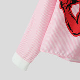 WIAOFELLAS  -  Men Sets Printing Striped Patchwork Streetwear Lapel Long Sleeve Shirt Crop Tops & Shorts Two Pieces Sets 2025 Men Suits