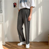 Wiaofellas  -  Spring Autumn New Men Korean Loose Straight Trousers Male Solid Color Wide-leg Pants Men Students Leisure Suit Trouser