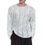 Wiaofellas  -  Men Sweater Round Neck Long Sleeve Hollow Out Sexy Pullover Top Male Solid Color Knitting Top Casual Work Streetwear