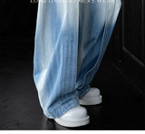 WIAOFELLAS  -  American Heritage Jeans 2025 Wide Leg Vintage Wash Unisex Oversized Denim Pants Artisanal Detailing Spring Summer Essential