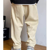 WIAOFELLAS  -  Spring Autumn Men's Clothing Solid Color Elastic High Waisted Pockets Zipper Casual and Fashionable Cargo Drawstring Pants