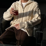 WIAOFELLAS  -  New autumn and winter thick knitted sweater versatile cardigan sweater loose American men's Korean jacket trendy