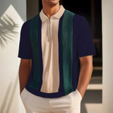 WIAOFELLAS  -  Summer New Men Knit Polo Shirts Stripe Contrast Color Shirts High Quality Luxury Knitwear  Short Sleeve Lapel Polo Tshirt