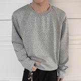 Wiaofellas  -  Men's Solid Color Stitching Long-Sleeved Sweatshirt American Retro Fashion Trend Street Casual Loose Breathable Niche Men's Tops
