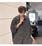 WIAOFELLAS  -  Fashion Summer Men's Plaid Loose Lapel Casual Shirts New Trendy Seven-quarter Sleeve Single-breasted Tops Male