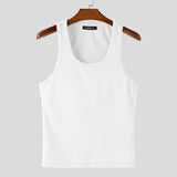WIAOFELLAS  -  Men Tank Tops Solid Color O-neck Sleeveless Plush Casual Male Vests Streetwear Fleece Summer Fashion Men Clothing 2026