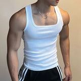 WIAOFELLAS  -  American Style Thread Tight Eelastic Quick Drying Tank Tops For Male Fitness Muscle Training Gay Tee Square Neck Sleeveless Vest