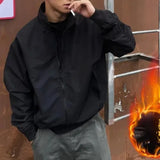 WIAOFELLAS  -  Autumn Winter Preppy Style Zipper Pockets Lantern Long Sleeve Men's Clothing High-neck Cardigan Solid Color Coats Jackets Tops