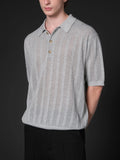 Wiaofellas  -  Vintage Hollow Out Knitting Tops For Men Summer New Casual Short Sleeve Breathable Polo Shirts Mens Stylish Slim Fit Polos